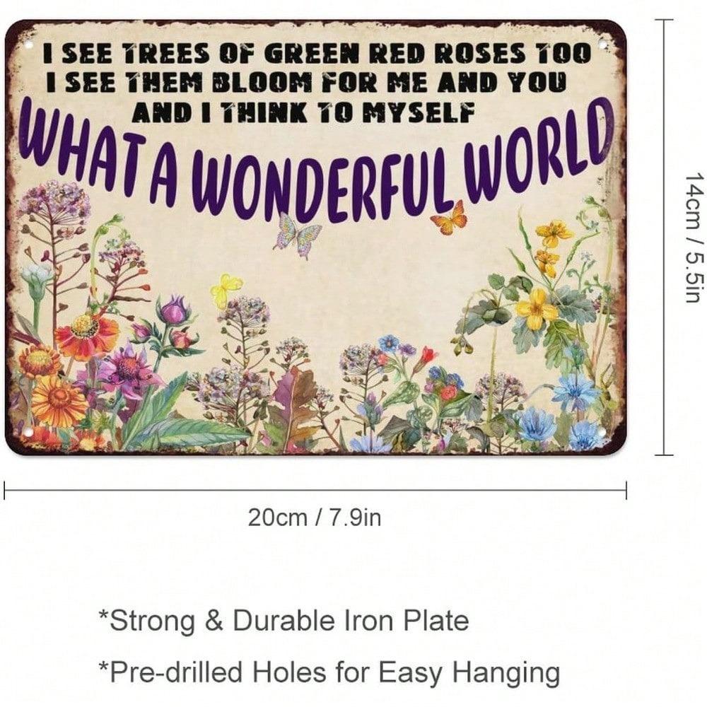 Vintage Metal Tin Sign Retro Wall Decor Butterflies Flowers Home Art