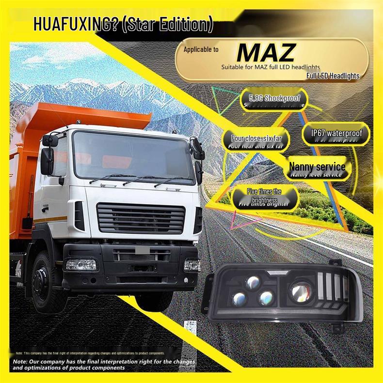 MAZ All-LED Headlight Assembly: Four Low Beams, Six High Beams, Super Bright with Flowing Turn Signals.
