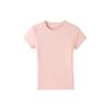 Pink shoulder short-sleeved t-shirt women's summer new solid color round neck slim-fitting short top