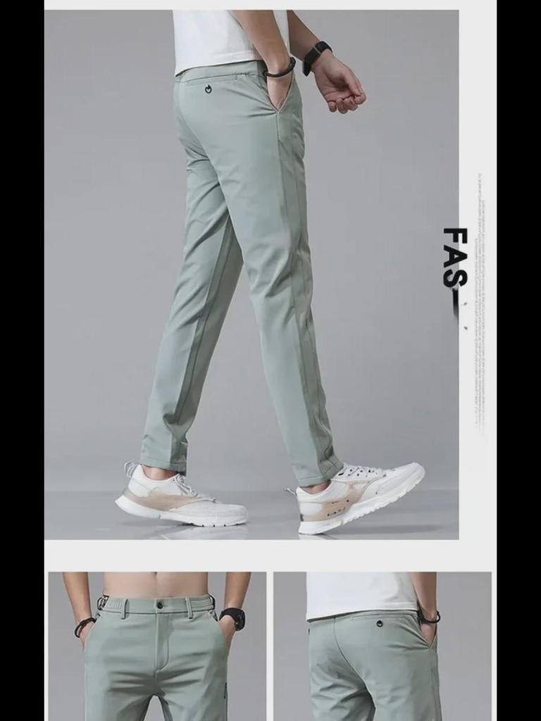 Men's Four-Season Ice Silk Quick-Dry Casual Pants - Straight, Loose, Elastic Sports Trousers