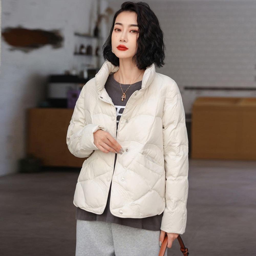 Women Fashion Short Korean Puffer Jackets Ultra Light Casual Baggy Warm Down Coat Female Windproof Parkas