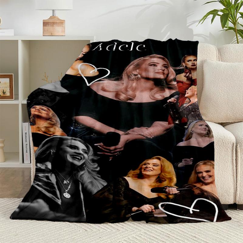 1PC A-dele's pop music Flannel Blanket Gift, Suitable for Both Men And Women, Soft Ideal for Beds And Sofa, Birthday Or Christmas Gift