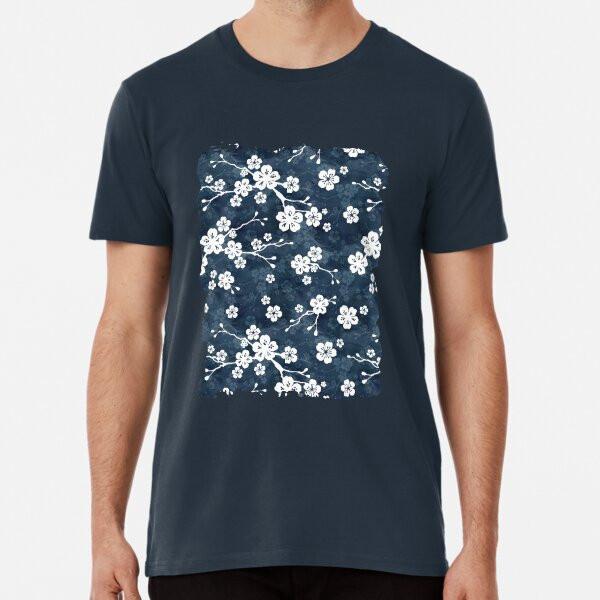 Navy and white cherry blossom pattern S to 5XL Made in the AU/USA T-Shirt