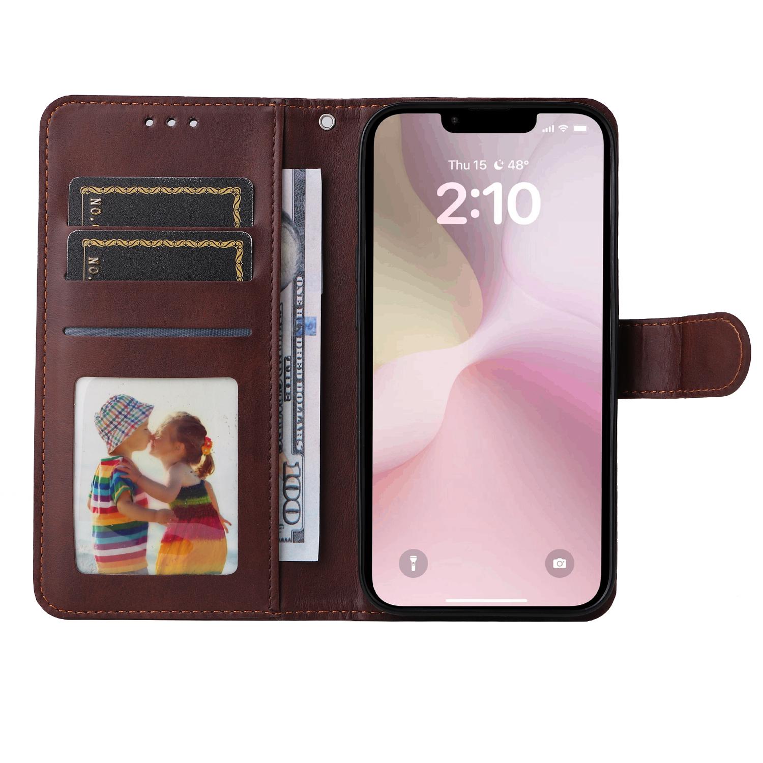 

For iPhone 16e Leather Phone Case Magnetic Clasp Flip Wallet Phone Stand Cover Pink