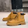 2026 Trendy Men's Lace Up High Top Fleece Lined Cotton Workwear Boots Spring Autumn Outdoor Motorcycle UK Style Short Boots
