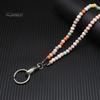 Colorful Wooden Beaded Teacher Lanyard ID Holder Retractable Badge Reel Keys Eyeglass Chains Glasses Chain with Card Sleeves