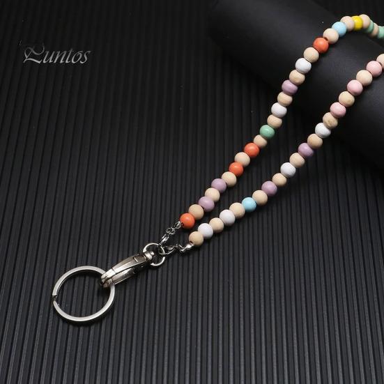 Barevné dřevěné korálky učitelské poutko na řetízek ID držák zatahovací odznak naviják klíče na brýle řetízky na brýle řetízek na brýle s pouzdry na karty