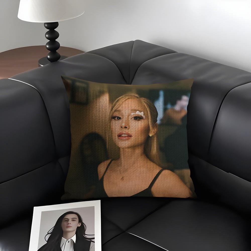 AAriana GrandeE Singer Cushion Cover Natural Linen Organic Fabric DoubleSided Printing Sofa Home Decor Gift Pillow Case