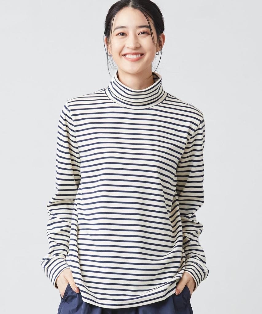 Long Sleeve Turtleneck US Size Dark 1000189810 L.L.Bean Women's Tee, Striped, Fit, Regular, Small, Pine/Classic Navy, Green,