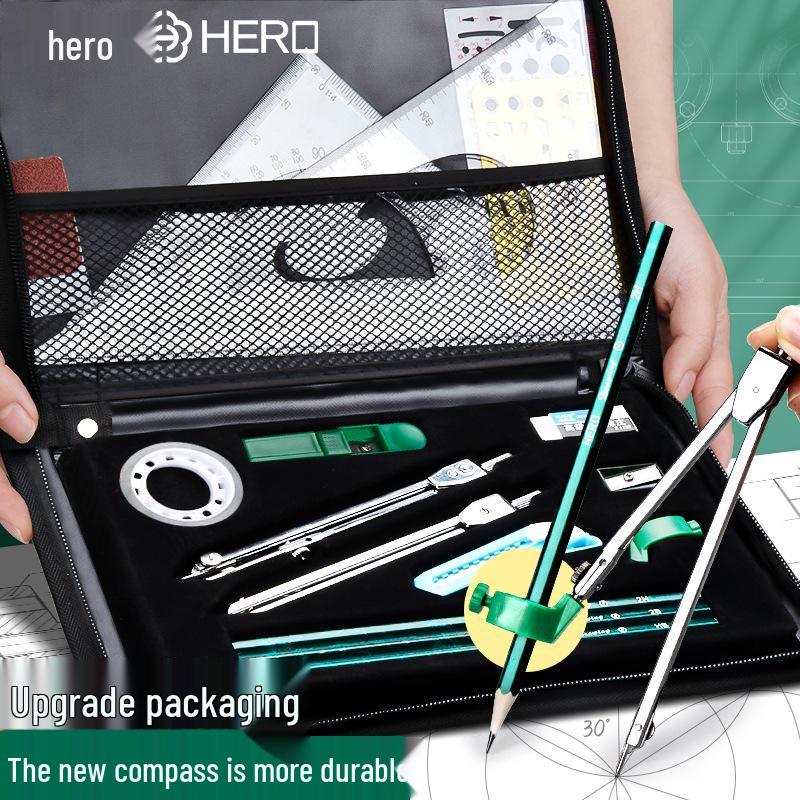 Hero Drafting & Engineering Tool Set: Compass, Ruler & Divider Kit for Students 20-piece set