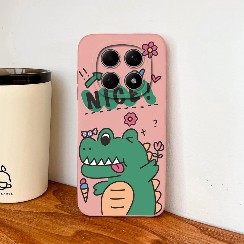 Cartoon Dinosaur Case For Poco M8 Pro 5G Back Cover For Poco M 8 Camera Lens Protection Soft Liquid Silicone Phone Protectors