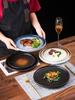 2 Stück schwarze 8-Zoll Keramik-Steakplatte Haushalt Westliches Essen Pasta Geschirr Restaurant Kommerzielle Flache Teller Japanische Gerichte