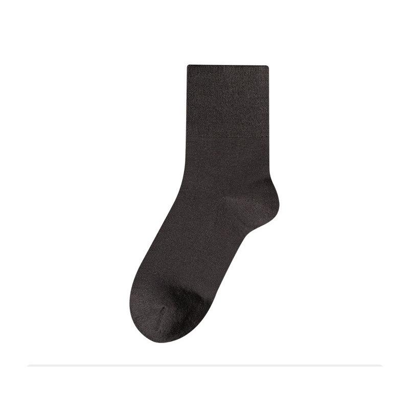 Men's Autumn Black Business Socks Made of Mulberry Silk, Loose-fitting Mid-calf Socks, Antibacterial Socks