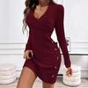 Elegant European Plus Size Long Sleeve Knit Sweater for Women