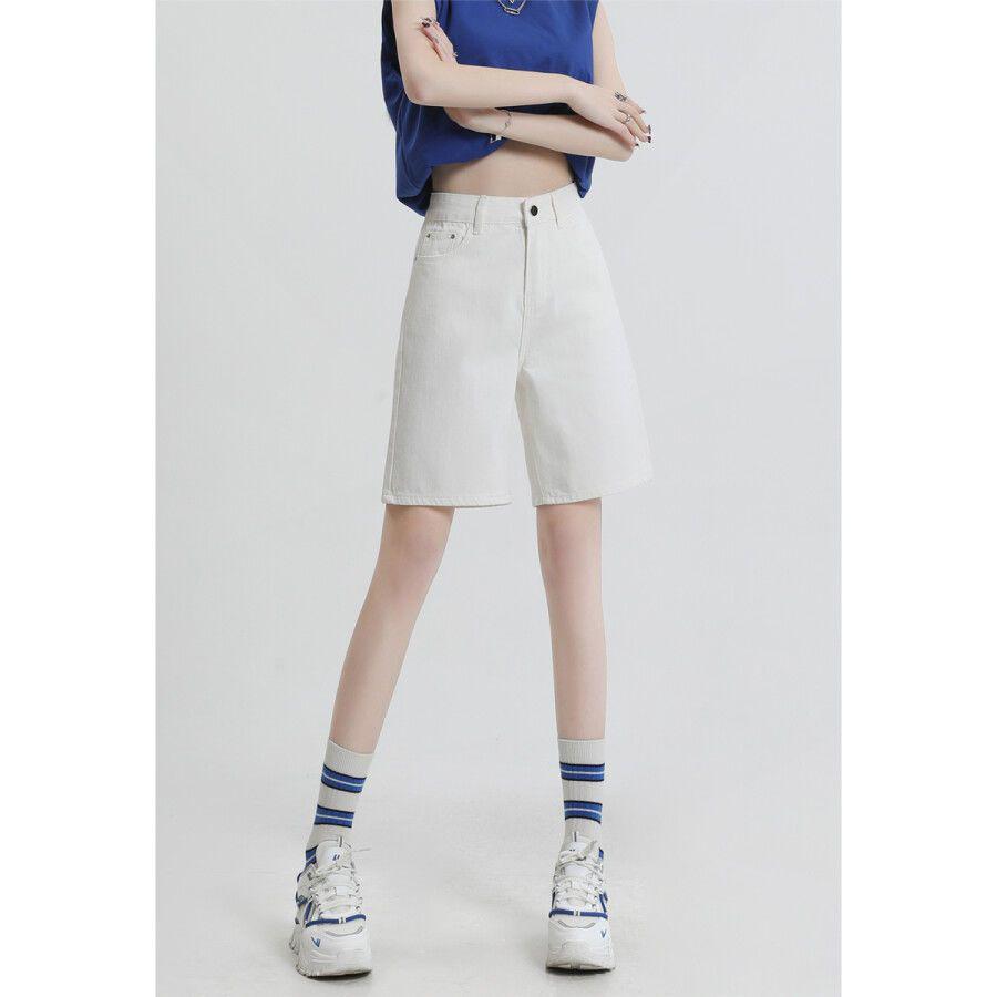 Women's High-Waisted Retro Denim Shorts - Trendy, Versatile, Slimming, Loose-Fit, Summer Five-Point Pants.