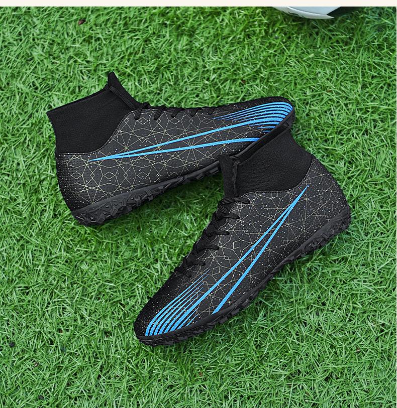 Spike football shoes children's leather foot sports shoes men's boots foreign trade high top large size 46 47 sneakers
