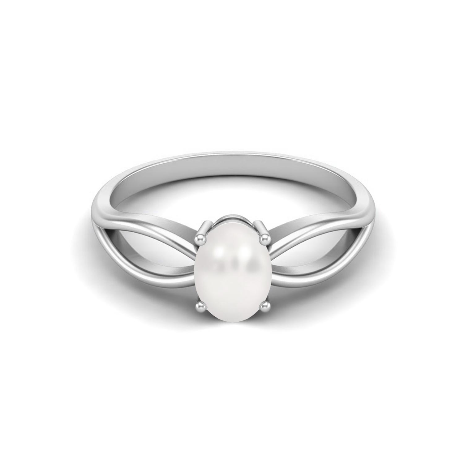 

7X5 MM Oval Cut Pearl 925 Sterling Silver Solitaire Celtic Women Wedding Ring 8 белый