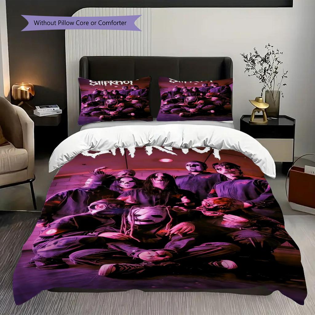 Slipknot Dark Metal Artistry Bedding (1 * duvet cover + 2 * pillowcase, without core) 2D Flat Duvet cover and pillowcase Christmas birthday gift