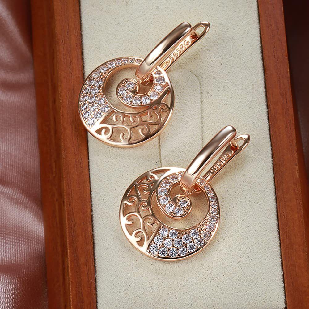 Rose Latest Fancy Stylish Copper Zircon Bali Earrings for Women and Girls