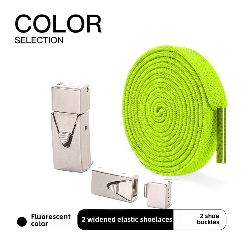 1pairs Wide Elastic Flat Straps with Metal Press Buckles - No Need To Tie Lazy Shoelaces, Lightweight Elastic Shoelaces Suitable for Sports Shoes