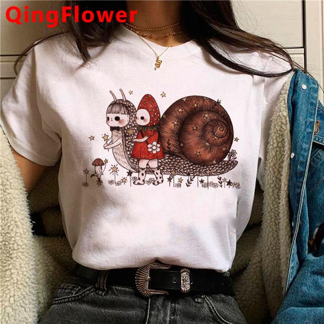 Kawaii Mushroom T Shirt Clothes Women Kawaii 2021 Streetwear Japanese Vintage Summer Top Clothes Harajuku