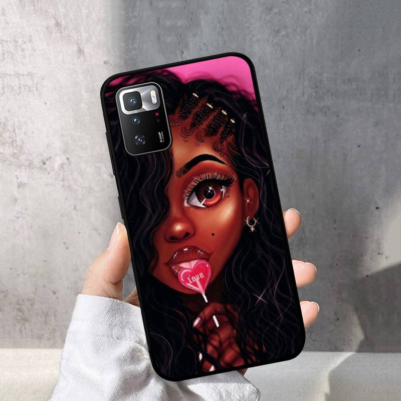 Модный черный чехол для телефона с изображением девушки для Redmi Note 10 9 8 6 Pro 8T 5A 4X X 5 Plus 7 7A 9A K20