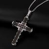 SUMENG 2025 New Male Crystal Cross Jesus Pendant Gold/Black/Blue Color Zirconia Necklace Stainless Steel Jewelry