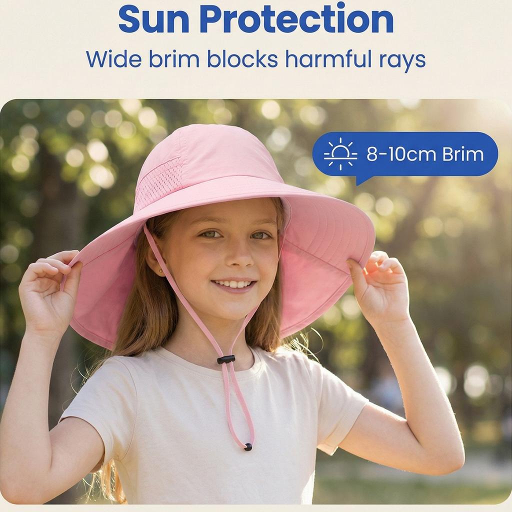 Children's Sun Hat for Summer, Baby Sun Hat, Baby Sun Protection Cap, Boys and Girls' Thin Style Hooded Wide Brimmed Hat