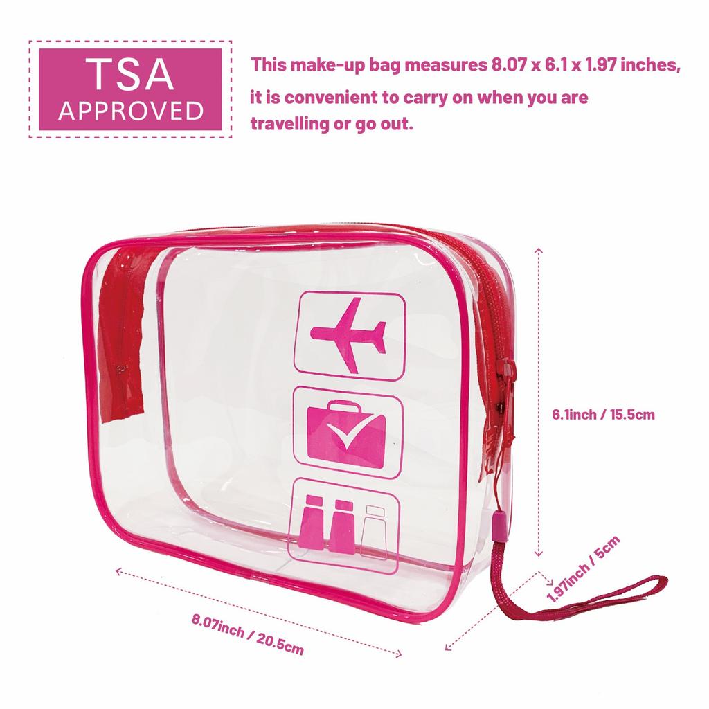 Clear Makeup Bag with Zippers Transparent Organizer Cosmetic Bags for Vacation Business Trip Airport Bathroom