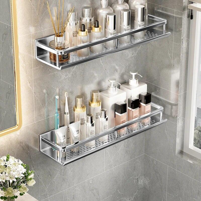 

Угловая полка Настенная полка для ванной комнаты Матовый серебристый алюминий Полка для ванны и душа Держатель для шампуня Угловая полка Double 50cm