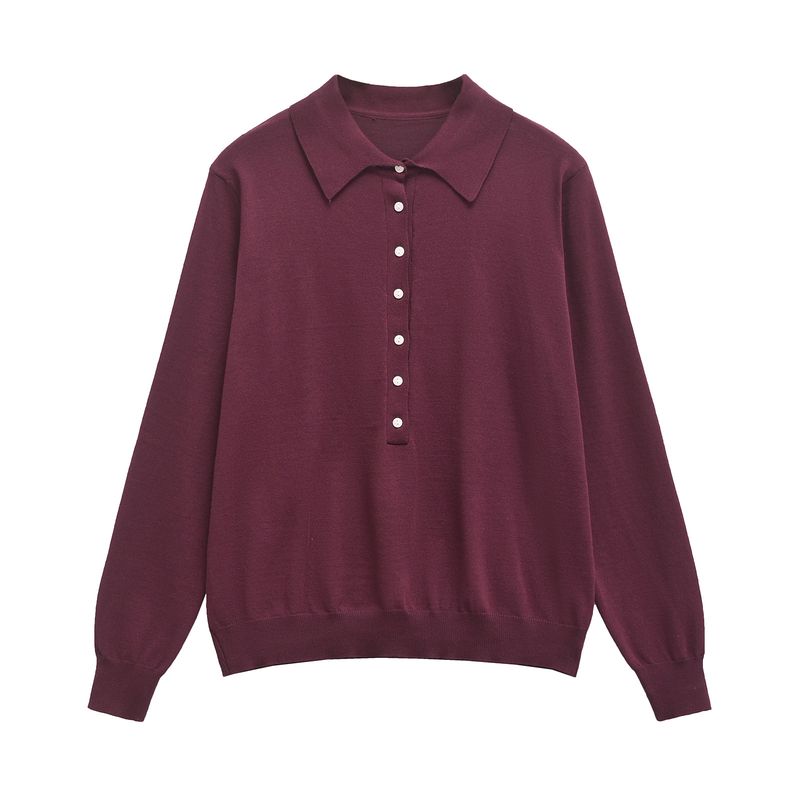 Kaslead New Arrival Women's Fashion Style Fashion Simple Buttons Knitting Long-Sleeved Shirt 2893145