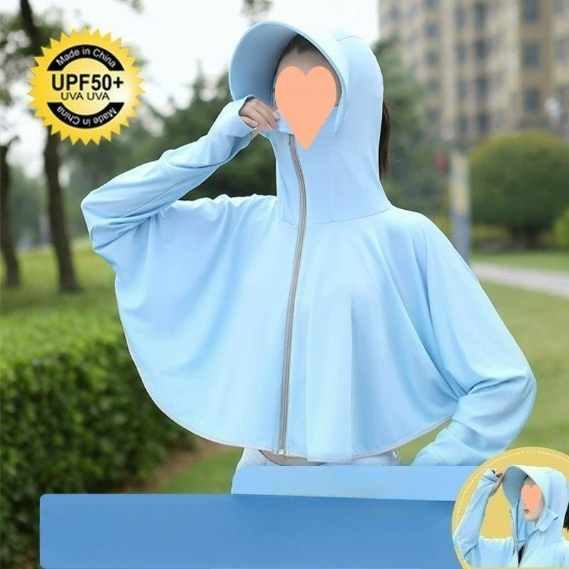 Sun Protection Clothing Women Wear Short Style with Hat, Beautiful Sun Protection Clothing, Anti-ultraviolet Ice Silk Sun Protection Jacket