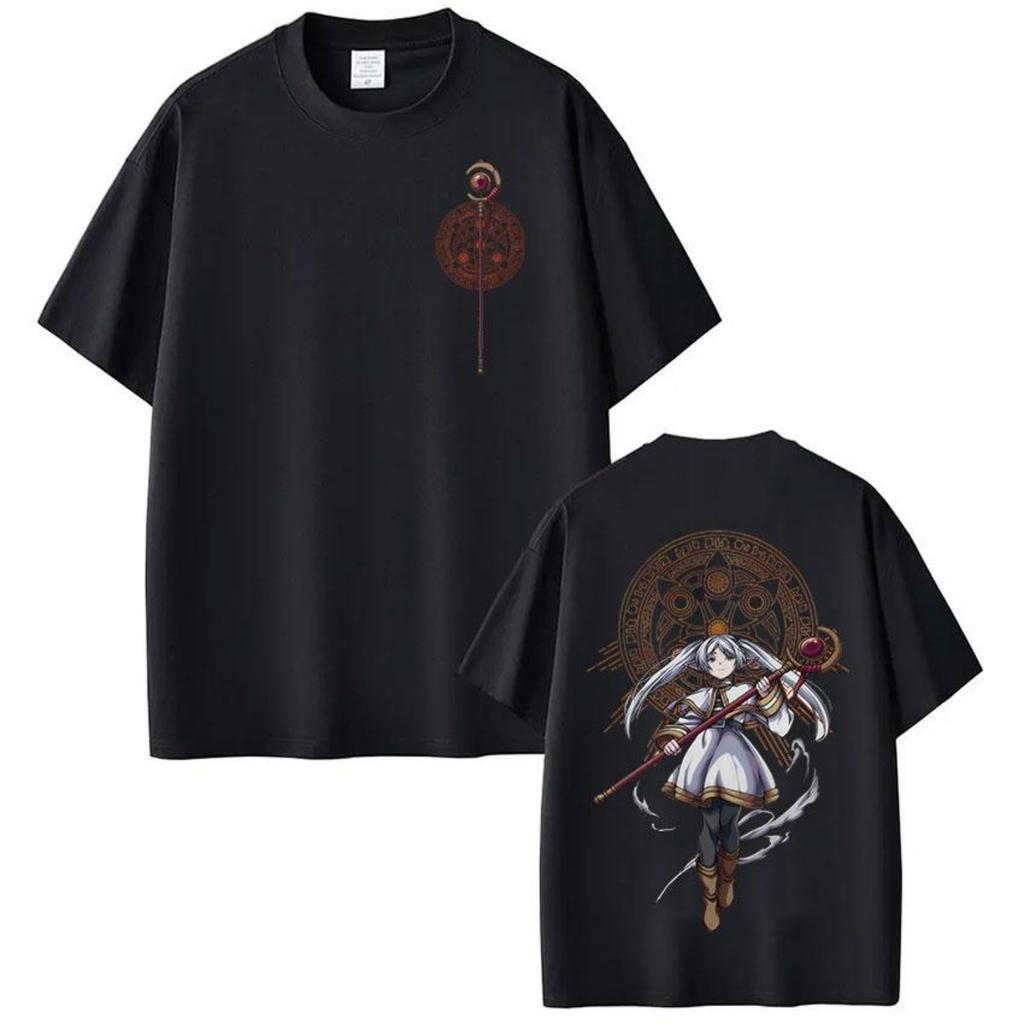 Camiseta Casual Holgada de Anime con Gráficos de Frieren_ Más allá del Fin del Viaje para Hombres y Mujeres