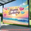 2D Pastel Beach Birthday Photography Backdrop Kids' Party Decoration Clo