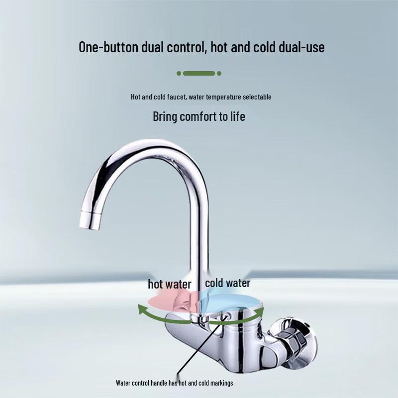 Wall-Mounted Brass Kitchen Faucet