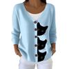 V-Neck 5-Button Printed Cardigan Sweater