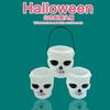 1Pcs Black Or White Plastic Candy Jar Skull Witch Cauldron Candy Kettle Halloween Party Hanging Props Halloween Decor
