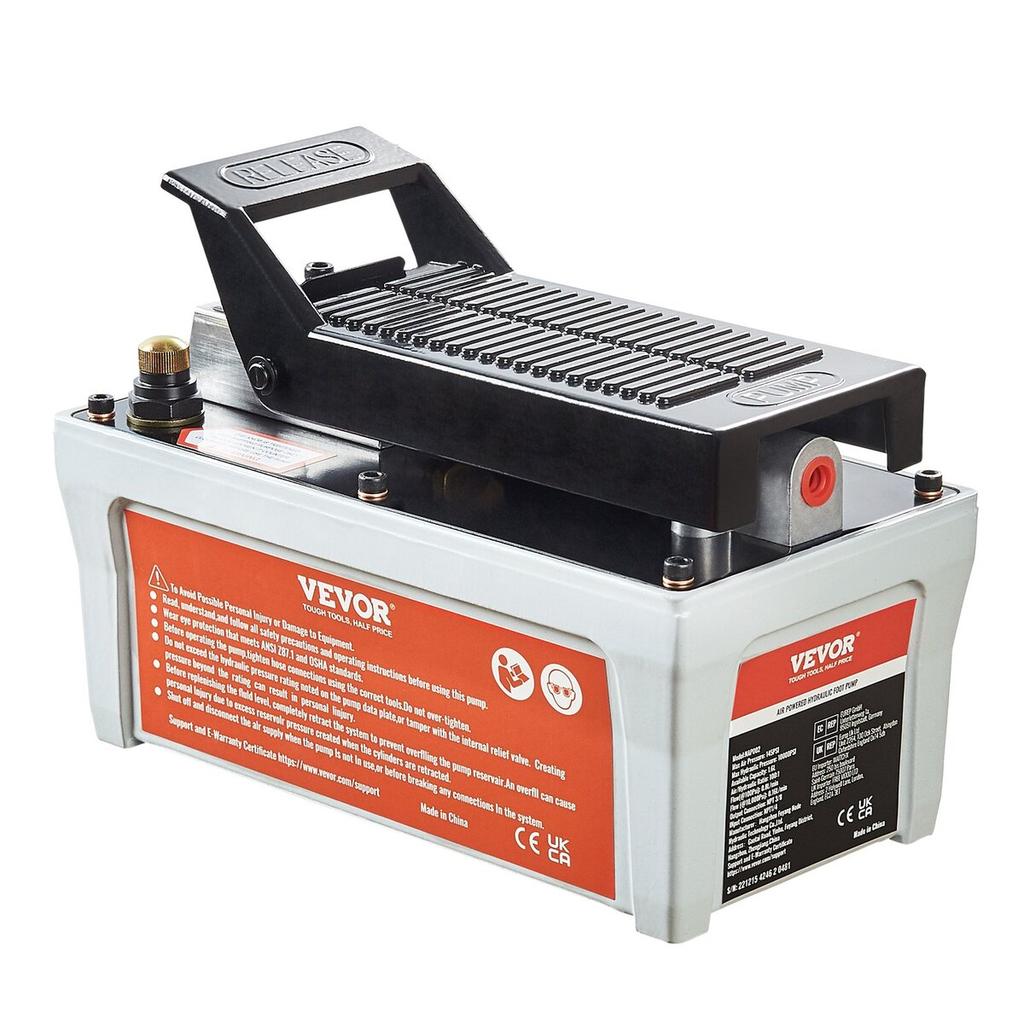 Air Hydraulic Pump, 10,000 PSI 1/2 Gal Reservoir, NPT 3/8" Oil Outlet, NPT 1/4" Inlet, 6.6 Ft Pipe, Foot Actuated Hydraulic Pump Air Treadle for Auto