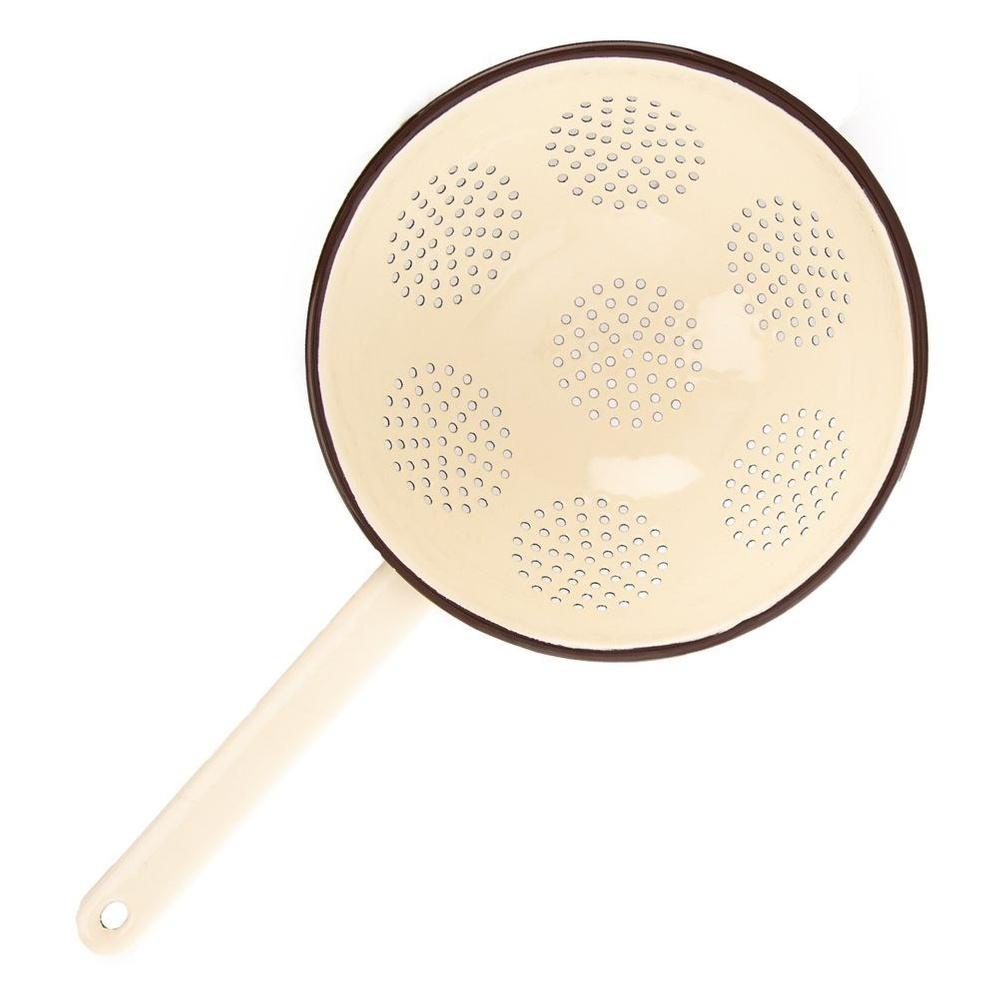 Brown Enamel Colander Strainer 22cm Orion