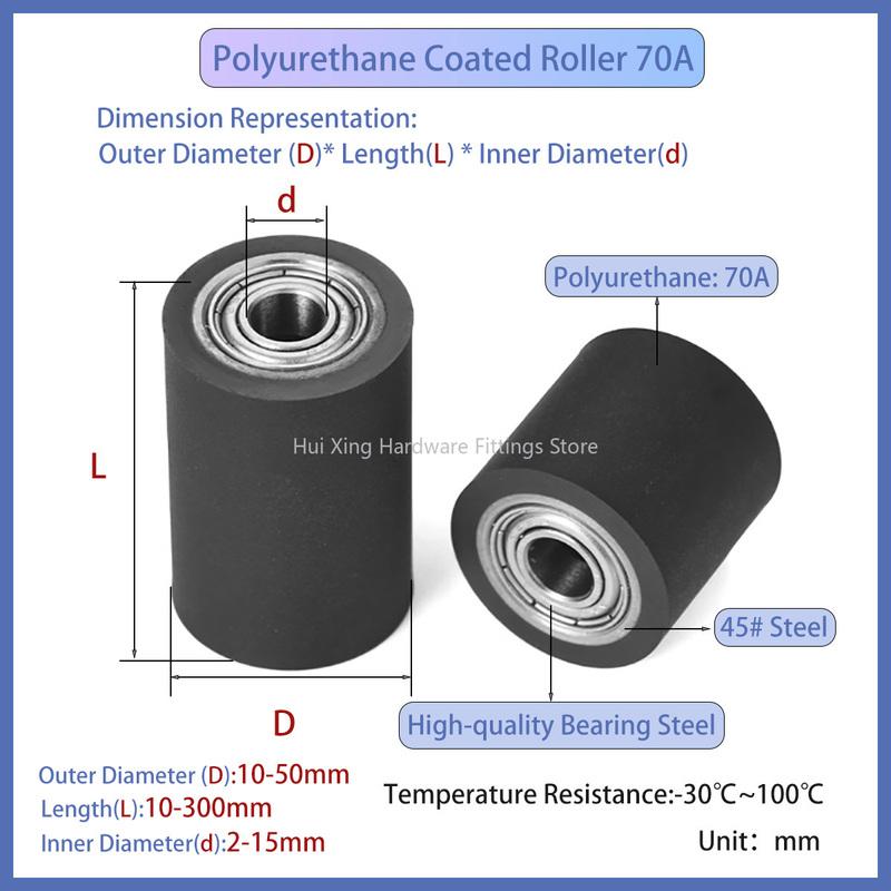 Non Powered Rubber Roller/OD10-50 Polyurethane Coated Roller/Double Bearing Roller/Wear-Resistant Silicone Rubber Driven Wheel