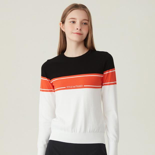LECOQ GOLF Women'S Contrast Round Sweater (Go322Lkp83)