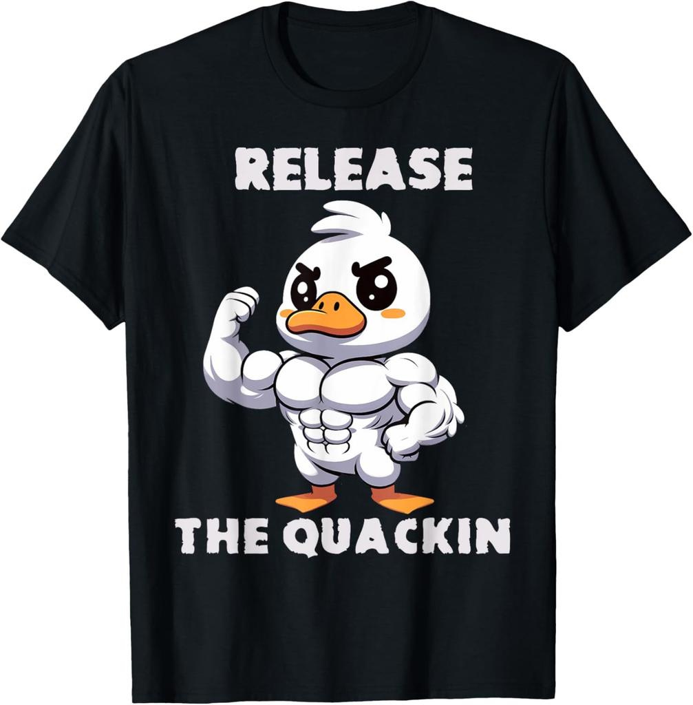 Fashion Release The Quackin Duck Gym Weightlifting Bodybuilder T-Shirt Graphic T Shirts Men Clothing Streetwear Camisetas