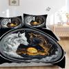 3pcs Yin Yang Wolves Printed Quilt Set - Includes 1 Quilt Cover and 2 Pillowcases, Machine Washable - Suitable for All Seasons.J105