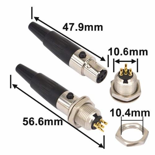 Onelinkmore 4-Pin Mini XLR TA4F Male/Female Panel Mount Socket Connector Microphone Audio Socket XLR Connector Mini Jack for Professional Microphones,