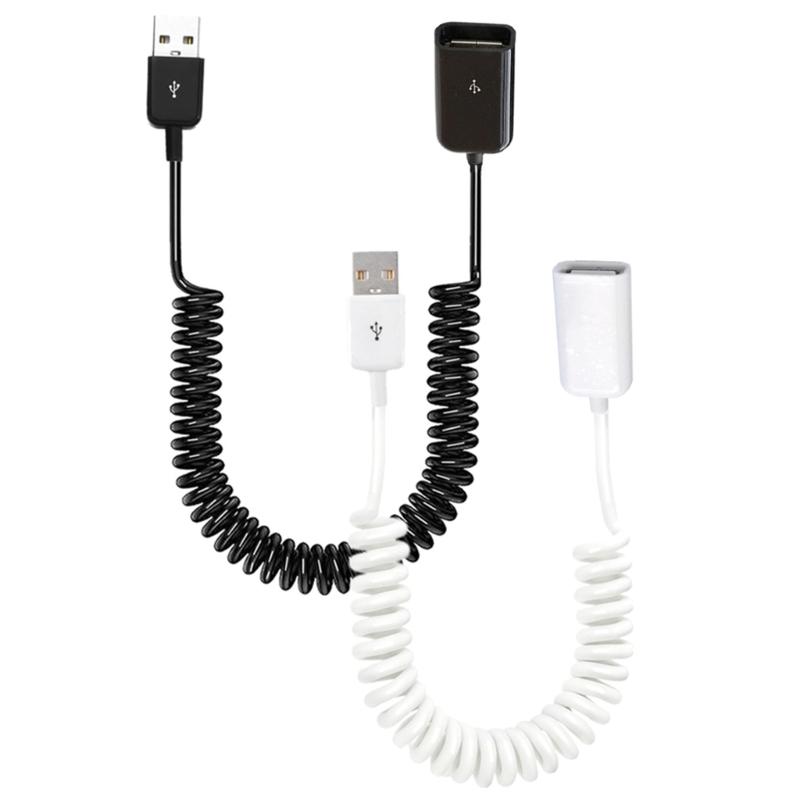 USB2.0 Male To Female Spring Coiled Telescopic Extension Cable for Various USB Devices
