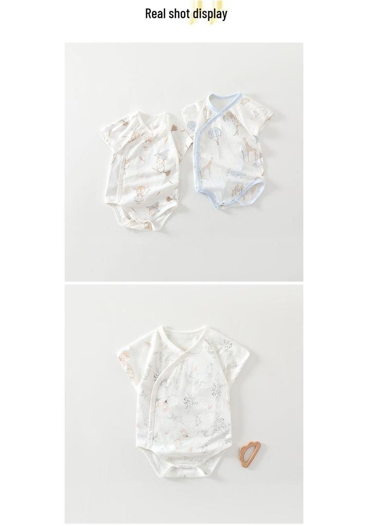 Bamboo Fiber Baby Jacquard Short Sleeve Summer Bodysuit Romper