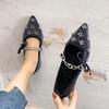 Metal Chain Design Pointed Toe Ballet Shoes Women Luxury Rhinestone Decoration Flats Mary Jane Shoes Fashion Banquet Dress Shoes