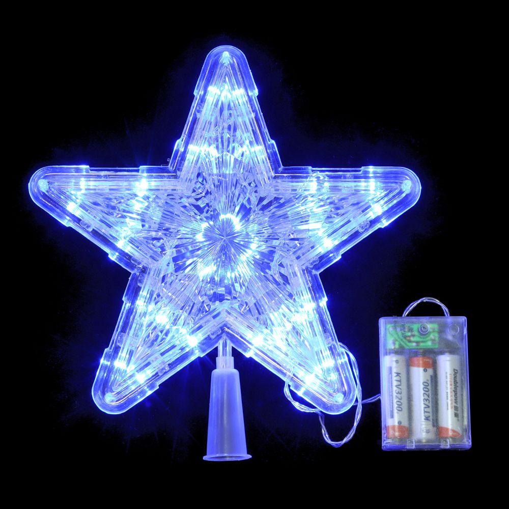Xmas Decoration Christmas Tree Top Ornaments Five-pointed Star Lamp Night Light LED Glowing Star