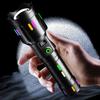Super Bright White Laser Flashlight TYPE-C Rechargeable with Battery Display Torch Zoomable 5 Lighting Modes Outdoor Camping