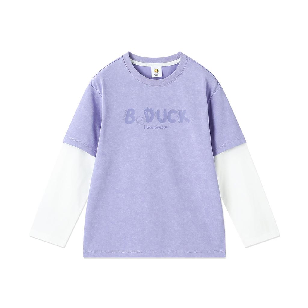 B. Duck Little Yellow Duck Children's Long Sleeve T-shirt - Boys and Girls, 2026 Spring New Collection, Fake Two Piece